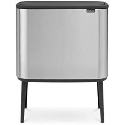 Brabantia - 316081 poubelle 33 l Rectangulaire Acier inoxydable Noir, Acier inoxydable