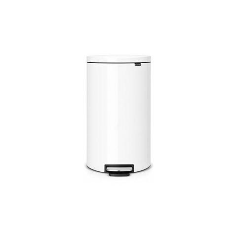 Brabantia - 485206 Poubelle pédale Flatback avec seau en plastique, 30 l - Blanc
