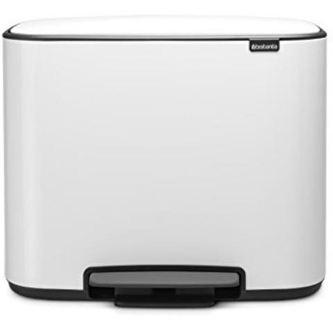 Brabantia - Bo Pedal - Poubelle, acier inoxydable, blanc, 36 litres