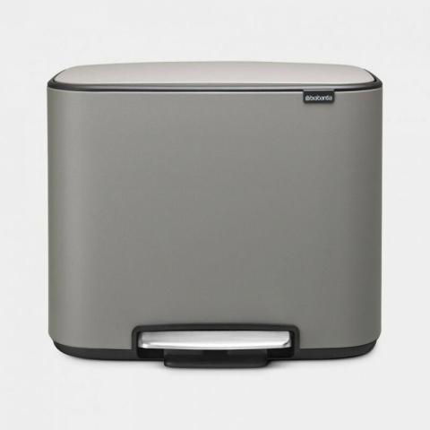 Brabantia - Bo Poubelle à pédale Gris béton minéral, 3 x 11 l (121524)