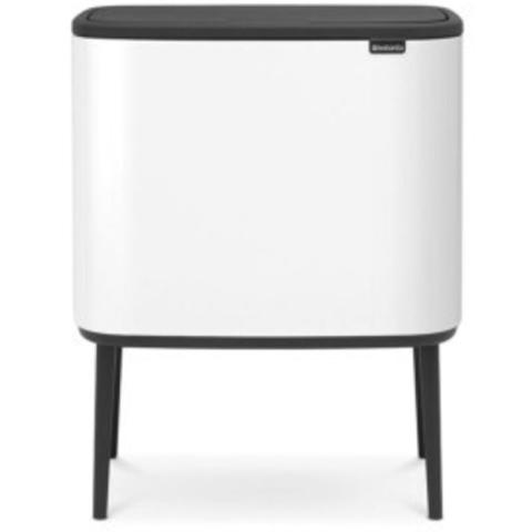 Brabantia - Bo Touch Bin Poubelle, acier inoxydable, blanc, 11 + 23 litres