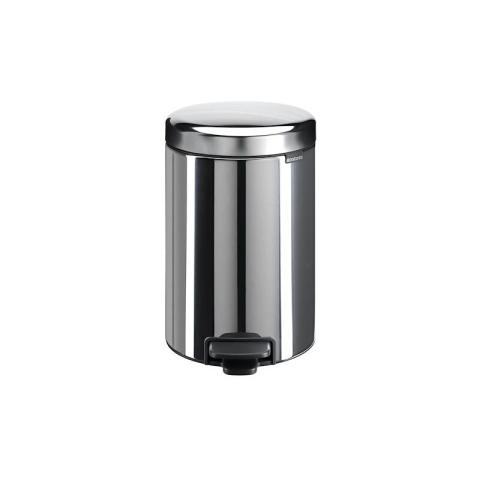 Brabantia - Poubelle inox 12 litres ronde à pédale