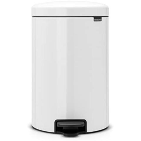 Brabantia - Poubelle métal blanc 20 litres ronde à pédale