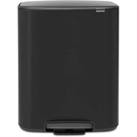 BRABANTIA Poubelle à pédale 2 x 30 L Matt Black - Bo 211508