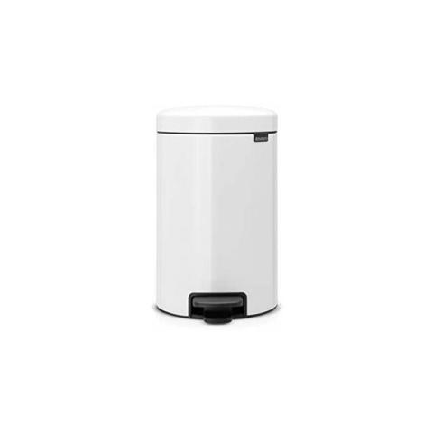 Brabantia - Poubelle à pédale, acier inoxydable, blanc, 12 l