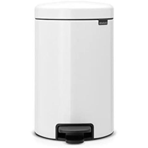 Brabantia - Poubelle à pédale, acier inoxydable, blanc, 12 l
