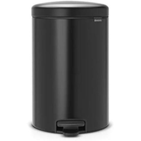 Brabantia - Poubelle à pédale, acier inoxydable, noir mat, 20 l
