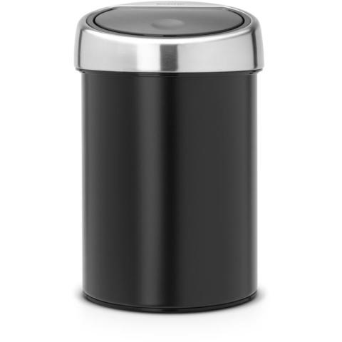 Brabantia - Touch Bin 364440 - Poubelle de, 3 l, seau intérieur amovible en plastique de, noir mat