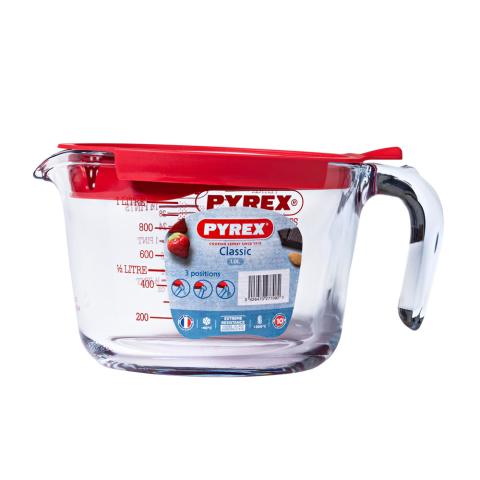 Broc mesureur en Verre + couvercle Classic 1 l Pyrex