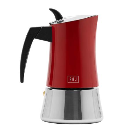 Cafetière moka Hola rouge 4 tasses en Acier inoxydable BOJ Cafetière moka Hola rouge 4 tasses en Acier inoxydable BOJ