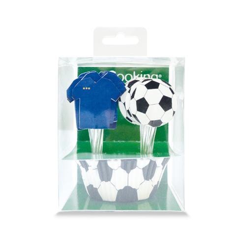 Caissettes et cake toppers football 24 pièces Scrapcooking