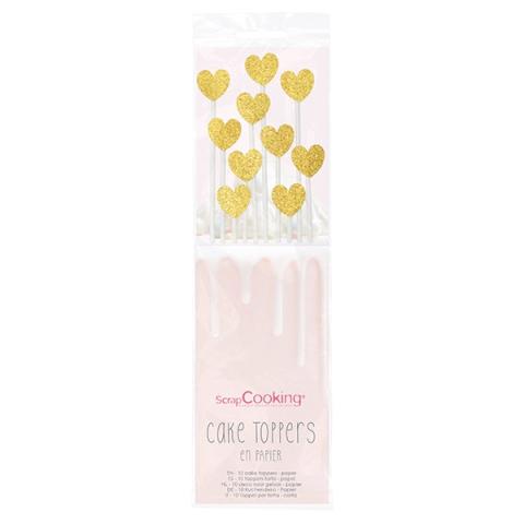 Cake toppers cœurs dorés Scrapcooking