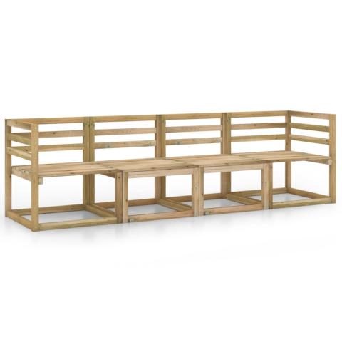 Canapé de jardin meuble extérieur 4 places bois de pin imprégné de vert 02_0013243