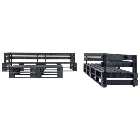 Canapés de jardin 220 x 66 x 55 cm palette 6 pièces noir bois 02_0013324