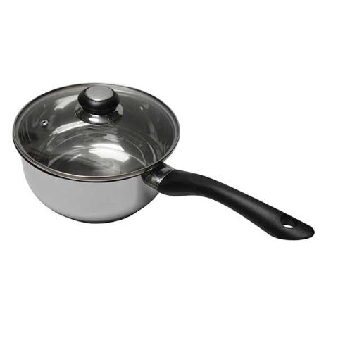 Casserole inox avec couvercle en verre 16 cm Baumalu Casserole inox avec couvercle en verre 16 cm Baumalu