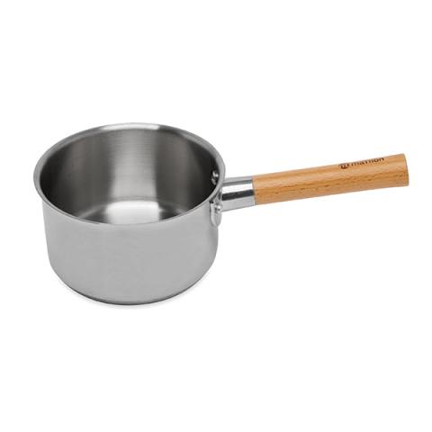 Casserole inox manche bois Natural'Inox 16 cm Mathon