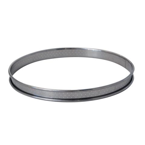 Cercle à tarte perforé bord roulé 24 cm en inox De Buyer