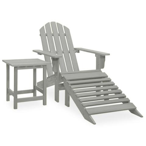 Chaise de jardin adirondack avec pouf et table sapin gris 02_0013326 Chaise de jardin adirondack avec pouf et table sapin gris 02_0013326