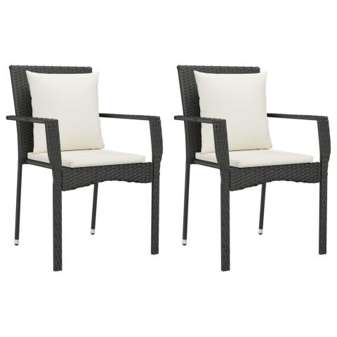 Chaises de jardin 2 pièces avec coussins résine tressée noir 02_0013332 Chaises de jardin 2 pièces avec coussins résine tressée noir 02_0013332