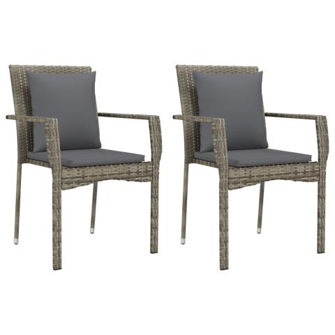 Chaises de jardin avec coussins 2 pièces résine tressée gris 02_0013335 Chaises de jardin avec coussins 2 pièces résine tressée gris 02_0013335