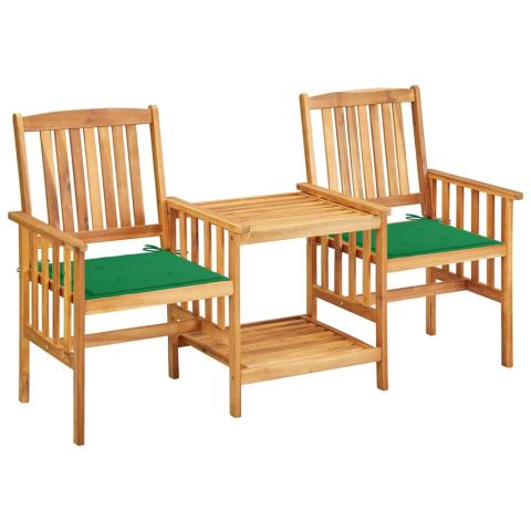 Chaises de jardin avec table à thé et coussins acacia solide 02_0013339 Chaises de jardin avec table à thé et coussins acacia solide 02_0013339