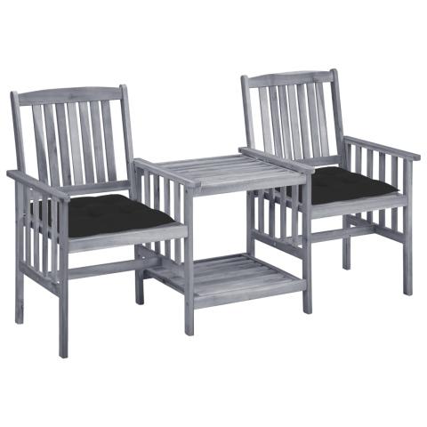 Chaises de jardin avec table à thé et coussins acacia solide 02_0013346