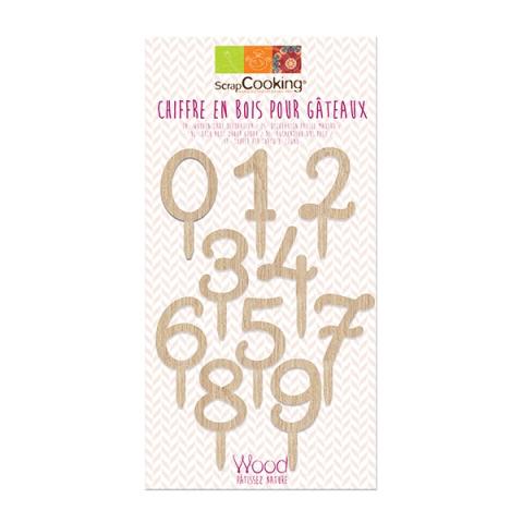 Chiffres bois 0 à 9 pour gâteaux Scrapcooking