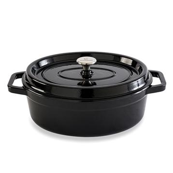 Cocotte en fonte ovale 33 cm 6 L noire Mathon