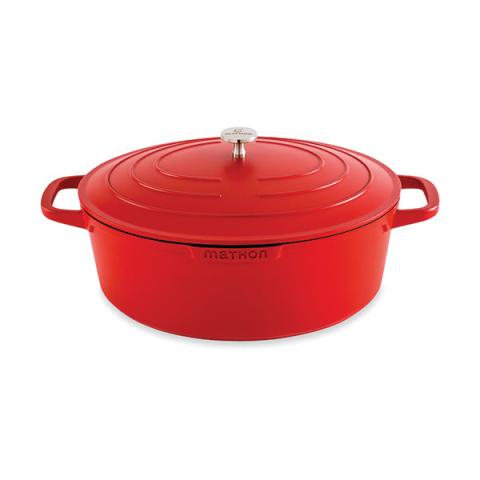 Cocotte légère ovale en fonte d'aluminium 32 cm 6,5 L rouge Mathon Cocotte légère ovale en fonte d'aluminium 32 cm 6,5 L rouge Mathon