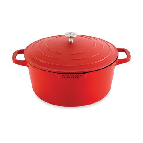 Cocotte légère ronde en fonte d'aluminium 28 cm 6,7 L rouge Mathon Cocotte légère ronde en fonte d'aluminium 28 cm 6,7 L rouge Mathon