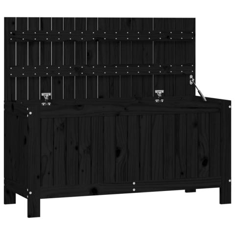 Coffre boîte meuble de jardin rangement 108 x 42,5 x 54cm bois massif pin noir 02_0013106