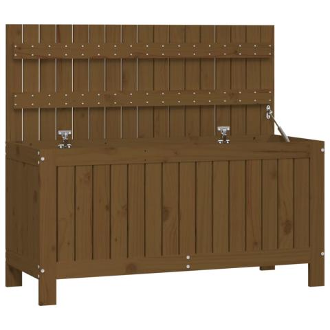 Coffre boîte meuble de jardin rangement 108 x 42,5 x 54cm bois pin marron miel 02_0013101
