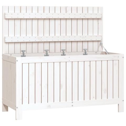 Coffre boîte meuble de jardin rangement 115 x 49 x 60 cm bois de pin blanc 02_0013069