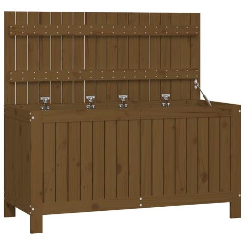 Coffre boîte meuble de jardin rangement 115 x 49 x 60 cm bois pin marron miel 02_0013102