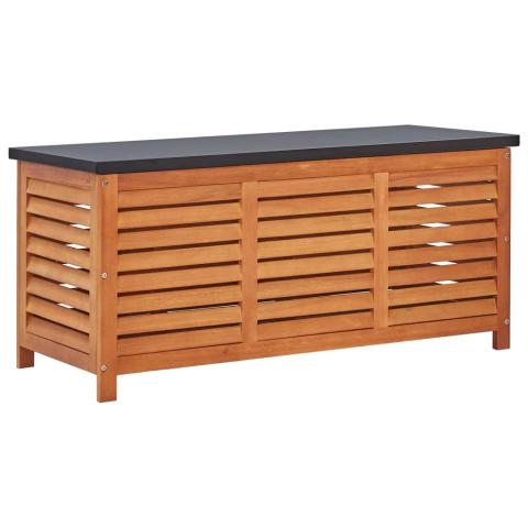 Coffre boîte meuble de jardin rangement 117 x 50 x 55 cm eucalyptus solide marron et noir 02_0013002
