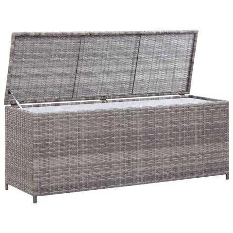 Coffre boîte meuble de jardin rangement 120 x 50 x 60 cm résine tressée gris 02_0013080