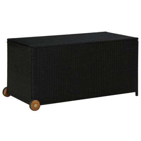Coffre boîte meuble de jardin rangement 120 x 65 x 61 cm résine tressée noir 02_0013110