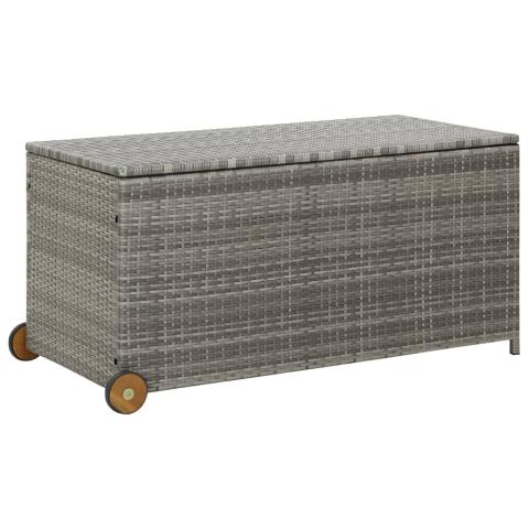 Coffre boîte meuble de jardin rangement 120 x 65 x 61 cm rotin gris clair 02_0013089
