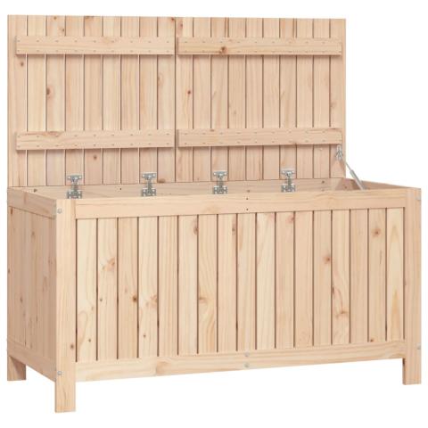 Coffre boîte meuble de jardin rangement 121 x 55 x 64 cm bois massif de pin 02_0013004