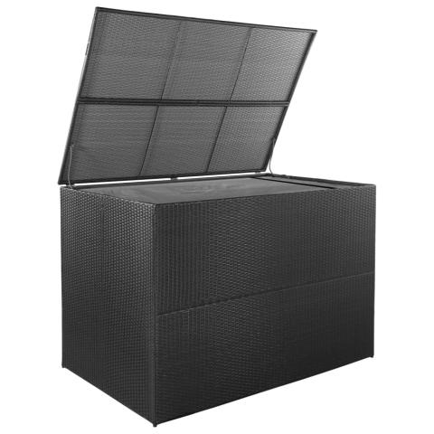 Coffre boîte meuble de jardin rangement 150 x 100 x 100 cm résine tressée noir 02_0013113