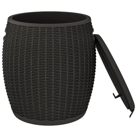 Coffre boîte meuble de jardin rangement 4 en 1 noir polypropylène 02_0013036