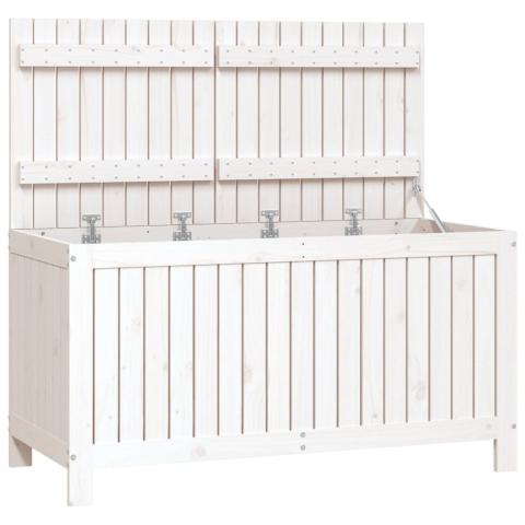 Coffre boîte meuble de jardin rangement blanc 121 x 55 x 64 cm bois de pin 02_0013070