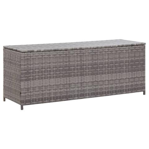 Coffre boîte meuble de jardin rangement gris 150 x 50 x 60 cm résine tressée  02_0013086