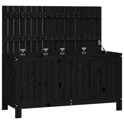 Coffre boîte meuble de jardin rangement noir 115 x 49 x 60 cm bois massif pin 02_0013107