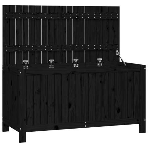 Coffre boîte meuble de jardin rangement noir 121 x 55 x 64 cm bois massif pin 02_0013111