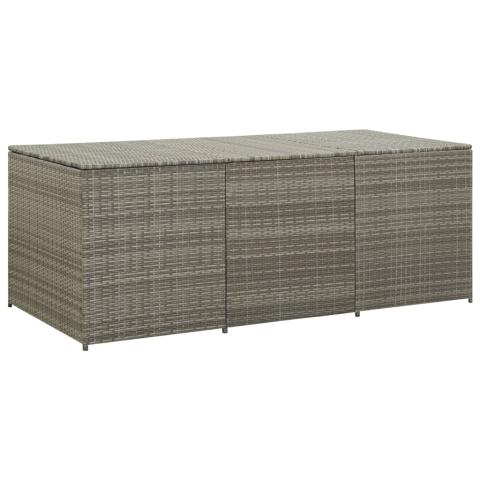 Coffre boîte meuble de jardin rangement résine tressée 180 x 90 x 75 cm gris 02_0013119