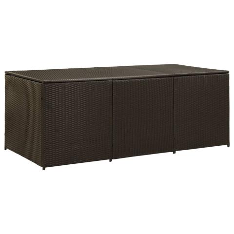 Coffre boîte meuble de jardin rangement résine tressée 180 x 90 x 75 cm marron 02_0013120