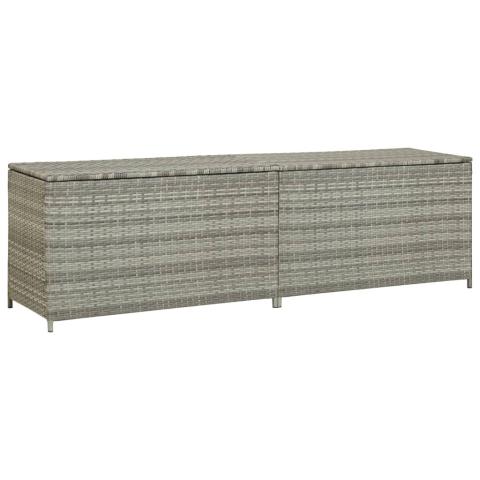 Coffre boîte meuble de jardin rangement résine tressée 200 x 50 x 60 cm gris 02_0013122
