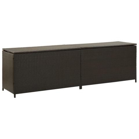 Coffre boîte meuble de jardin rangement résine tressée 200 x 50 x 60 cm marron 02_0013123