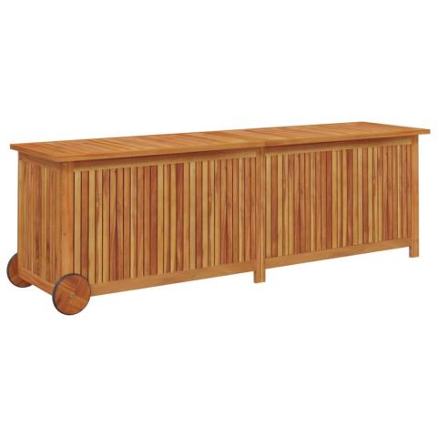 Coffre boîte meuble de jardin rangement avec roues 150 x 50 x 58 cm bois acacia 02_0013065